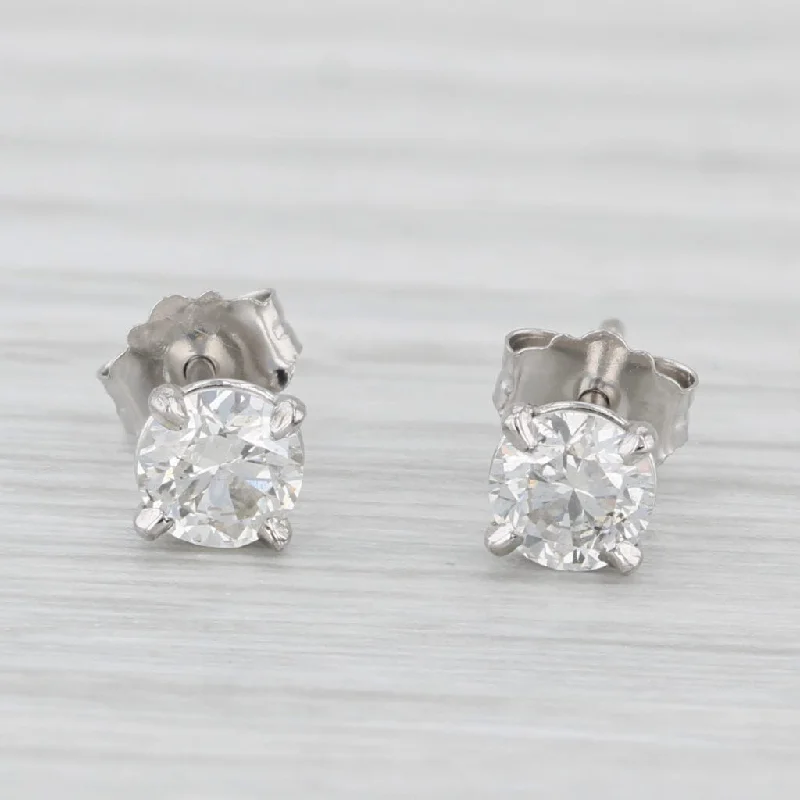 Customizable Earrings for Gifts-0.60ctw Round Diamond Solitaire Stud Earrings 14k White Gold