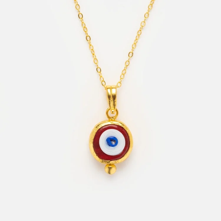 Fine Gold Necklace for Bridesmaids-Cornicello Evil Eye Artisan Glass Pendant Necklace