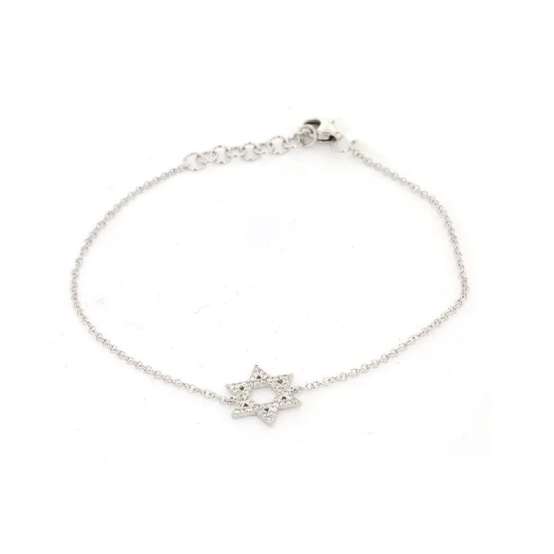 Trendy Gold Bracelet with Adjustable Charms-0.11 ctw Diamond Star of David Bracelet