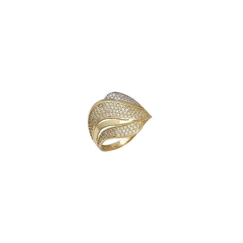 Boho-inspired Ring Set for Bridesmaids-Two Tone Crest Ring (14K)