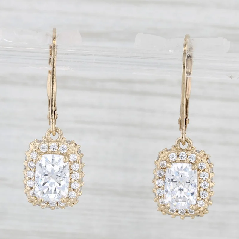 Geometric Stud Earrings-5.40ctw Cubic Zirconia Dangle Earrings Sterling Silver Gold Vermeil Drops