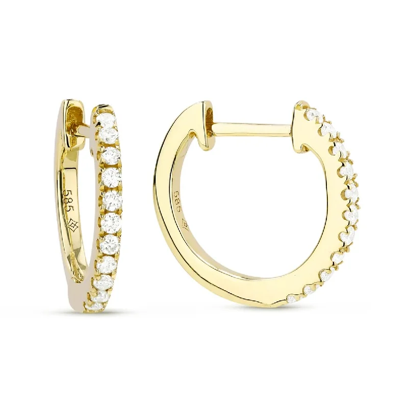 High-Quality Diamond Earrings-YELLOW GOLD AND DIAMOND HOOP EARRINGS, .13 CT TW