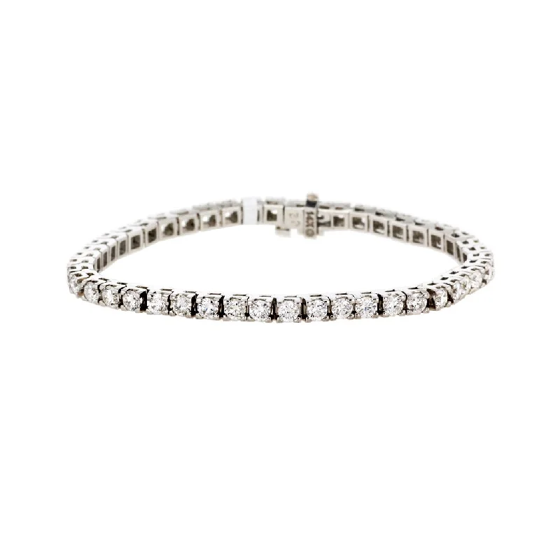 Classic Leather Bracelet with Custom Engraving-6.02 ctw Diamond Tennis Bracelet