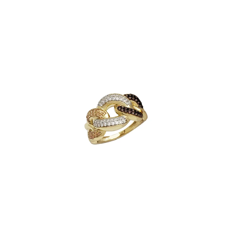 Fashionable Stacking Ring Set for Women-Iced-Out Cuban Whorl Ring (14K)