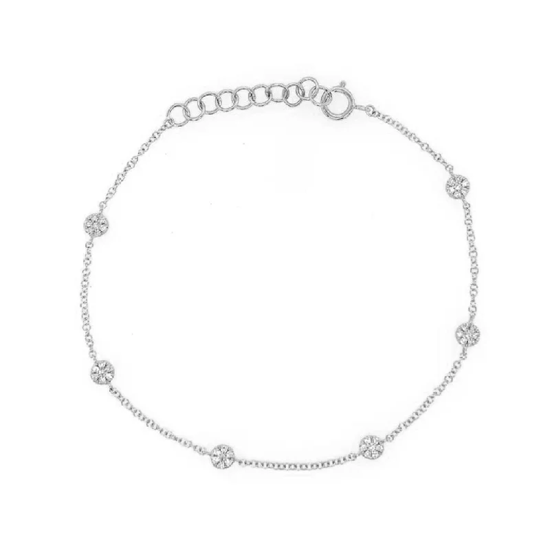 Classic Silver Bracelet with Gemstone Accents-0.13 ctw Diamond Disc Bracelet