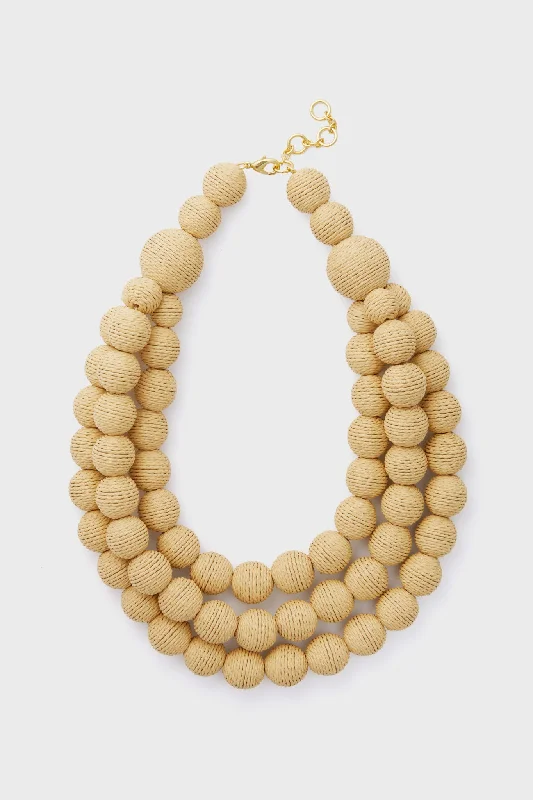 Designer Pendant Necklace with Pearls-Raffia Emma Layered Necklace