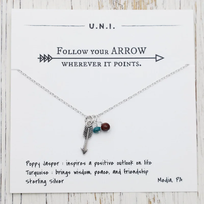 Elegant Gold Necklace with Diamond Pendant-Follow Your Arrow Necklace