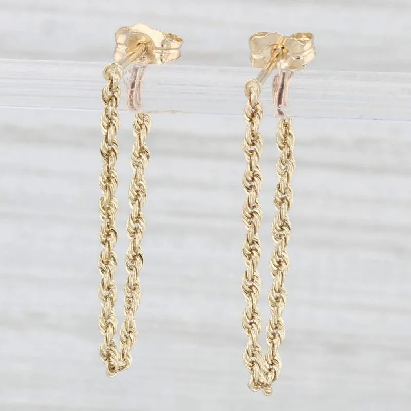 Matching Earrings for Necklaces-New Rope Chain Dangle Earrings 14k Yellow Gold Stick Posts