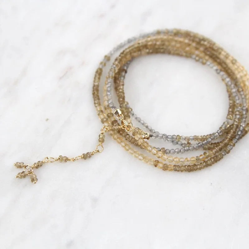 Classic Gold Pendant Necklace-Ombre Golden Wrap Bracelet & Necklace