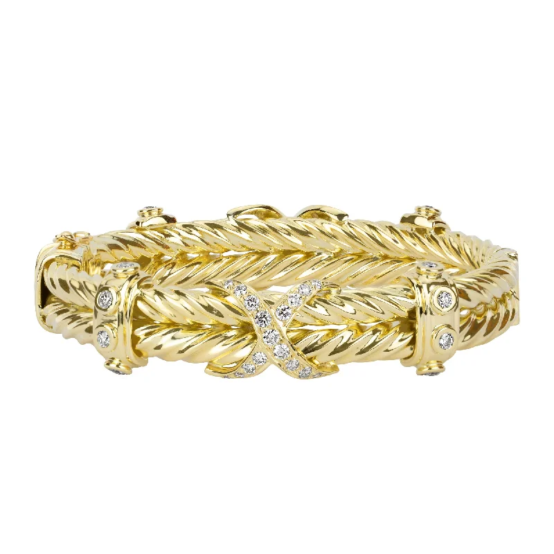 Fashionable Two-tone Bangles for Women-Bangle - Diamond (2349A)