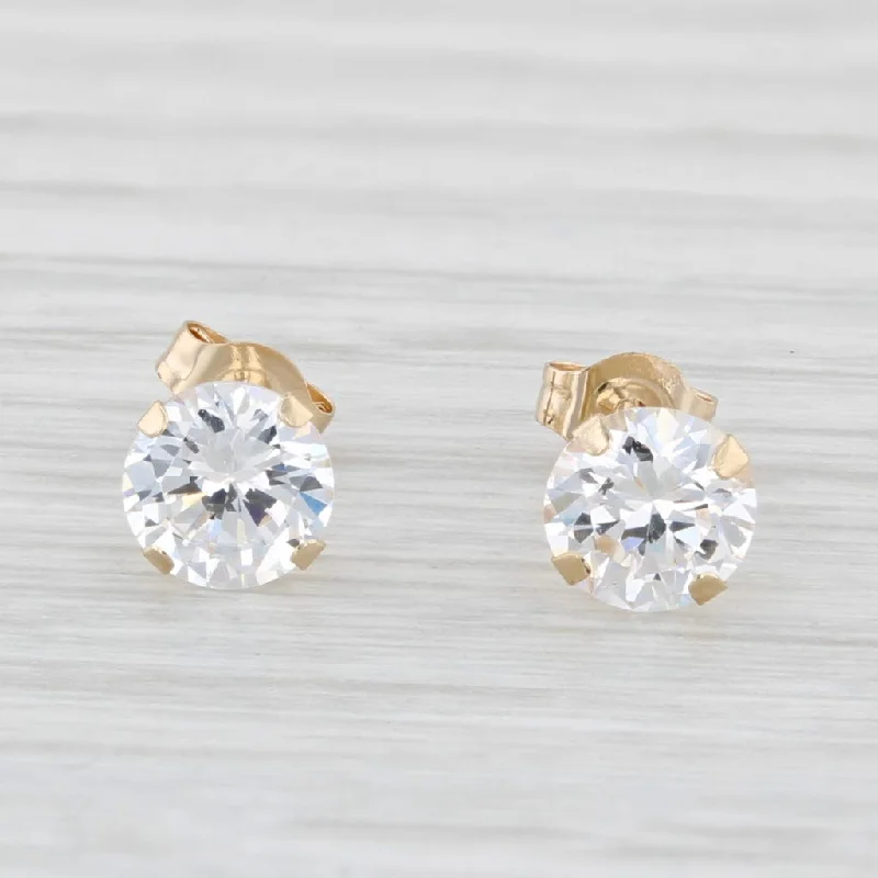 Opal Earrings for Elegant Look-0.92ctw Cubic Zirconia Stud Earrings 14k Yellow Gold Round Solitaire Studs