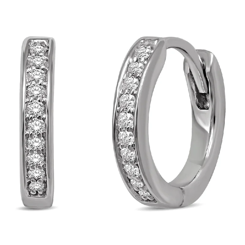 Butterfly Earrings for Girls-10K White Gold 1/5 Ctw Diamond Hoop Earrrings