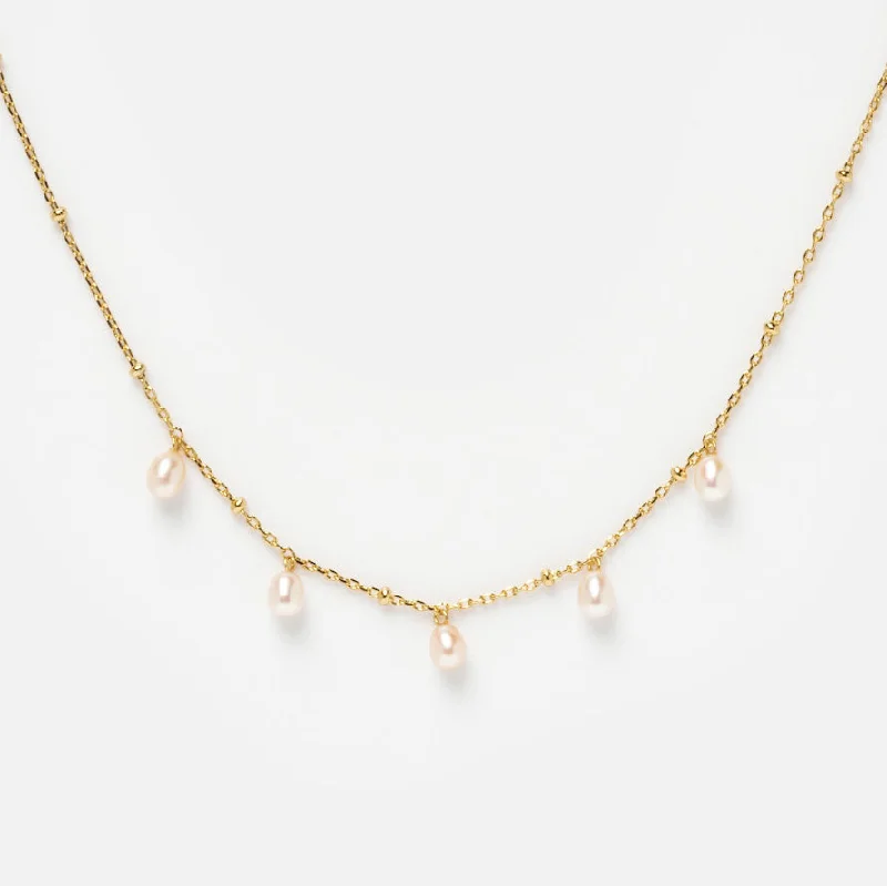 Wedding Necklace with Diamond Pendant-Pearl Sprinkle Necklace