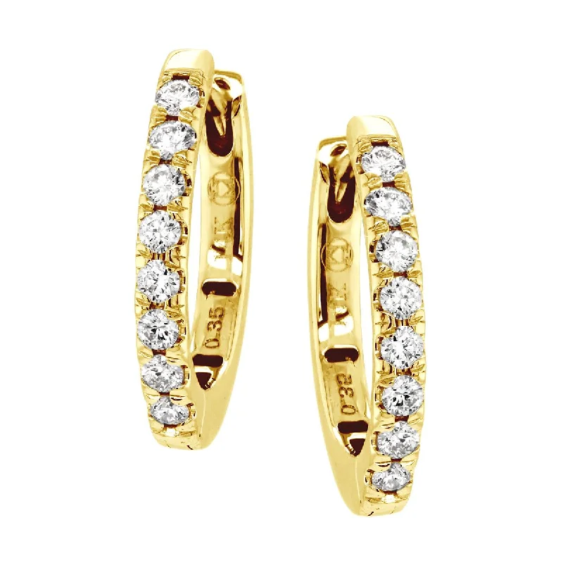 Artistic Drop Earrings-CLASSIC YELLOW GOLD HOOP EARRINGS WITH DIAMONDS, .43 CT TW